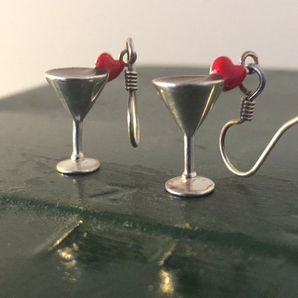 Sterling silver wine glass earrings - Picture 3 of 6